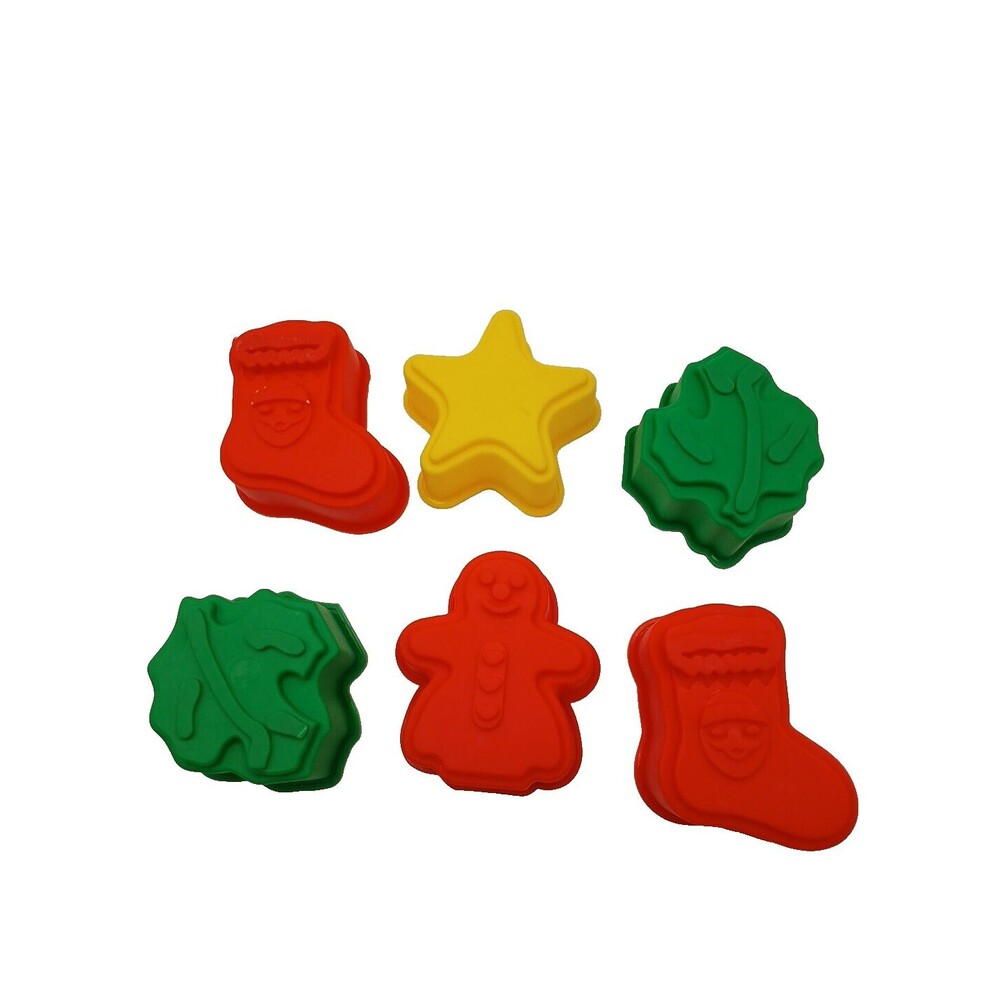 Lot of 6 Gelatin Jello Molds Silicone Rubber Small Green Red Yellow Cake Molds?